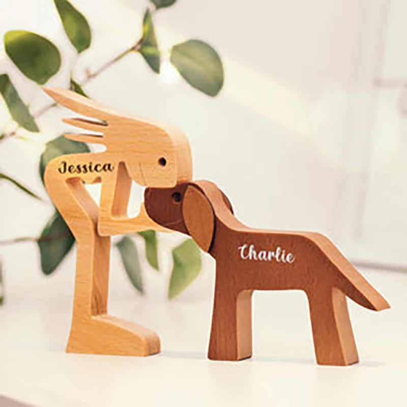 Heartfelt Wooden Pet Sculpture