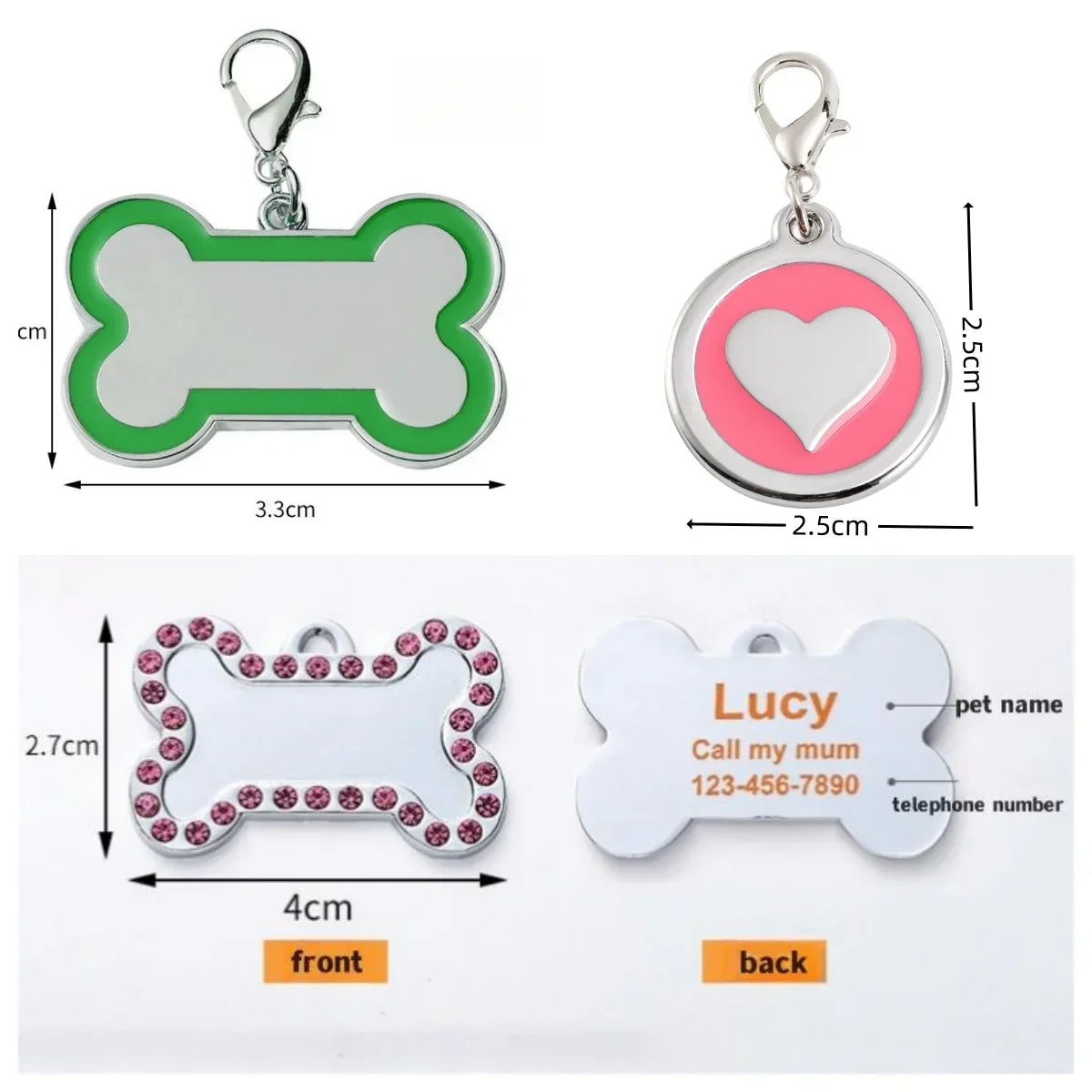 Paw Print Dog ID Tag