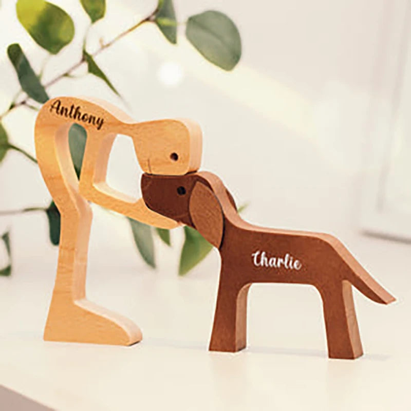 Heartfelt Wooden Pet Sculpture
