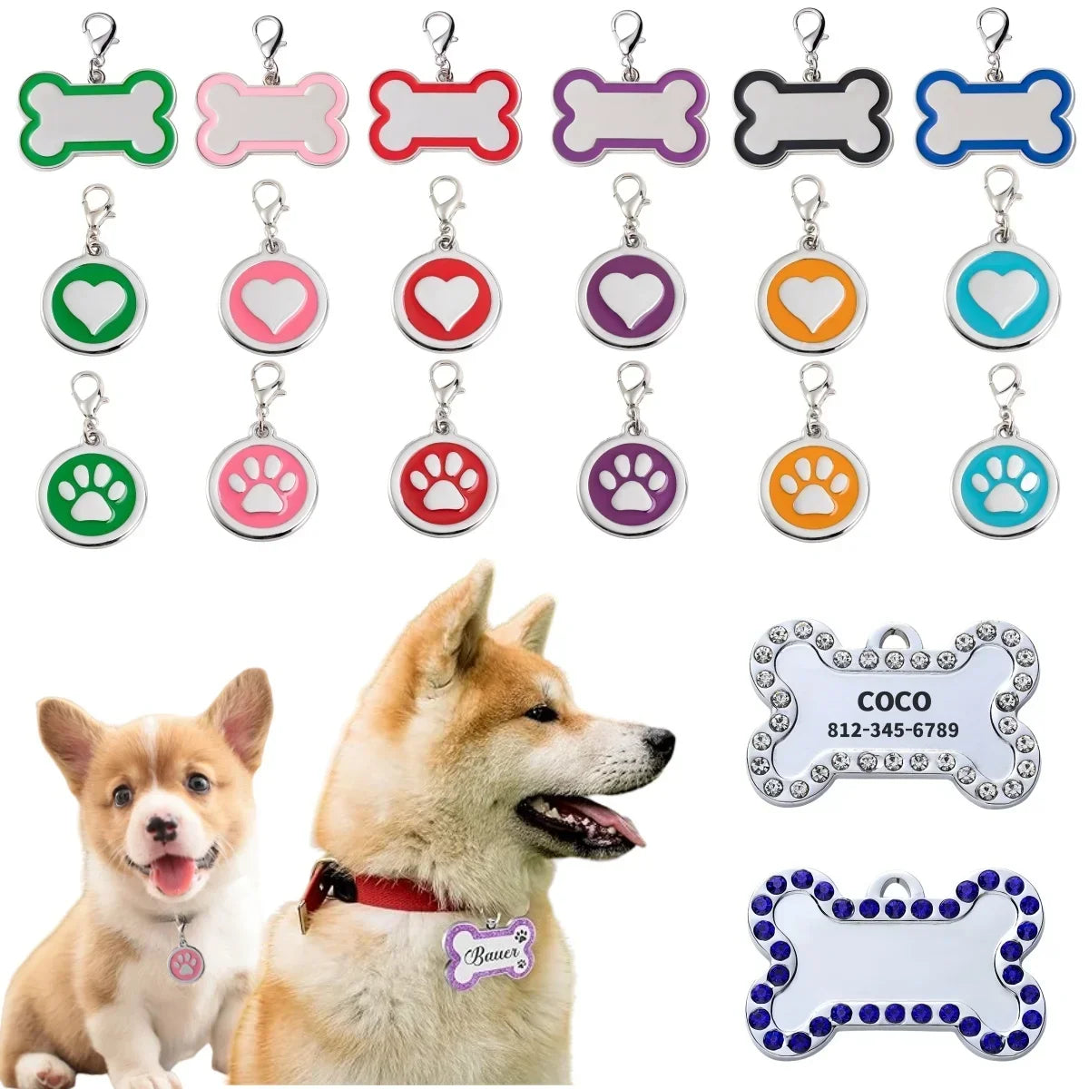 Paw Print Dog ID Tag