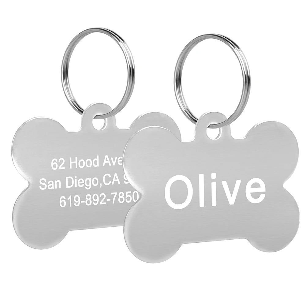 Bone-Shaped Stainless Pet ID Tag