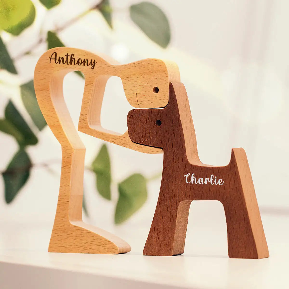 Heartfelt Wooden Pet Sculpture