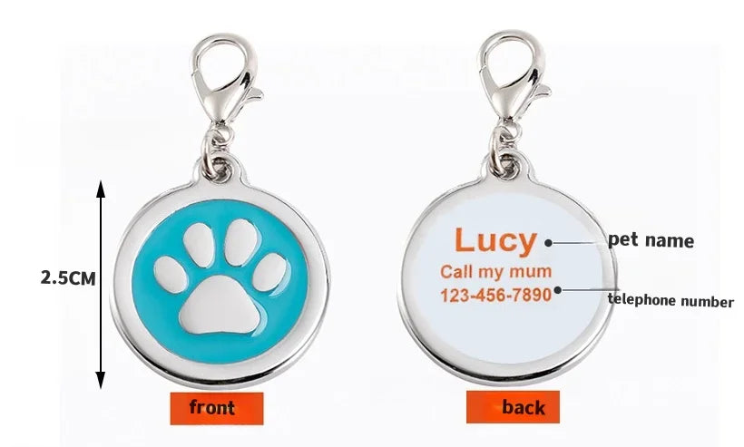Paw Print Dog ID Tag