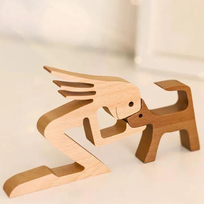Heartfelt Wooden Pet Sculpture