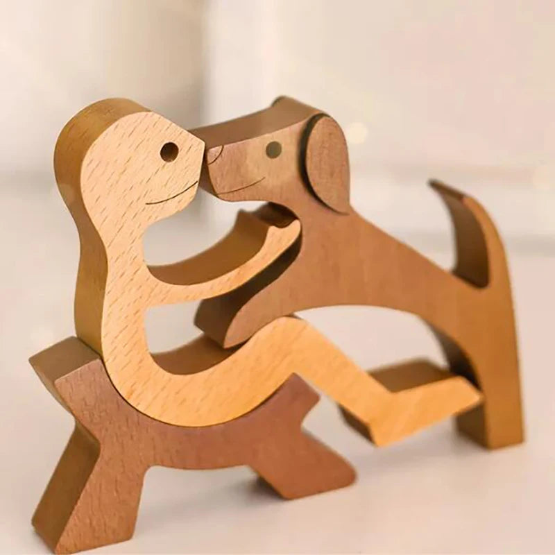 Heartfelt Wooden Pet Sculpture