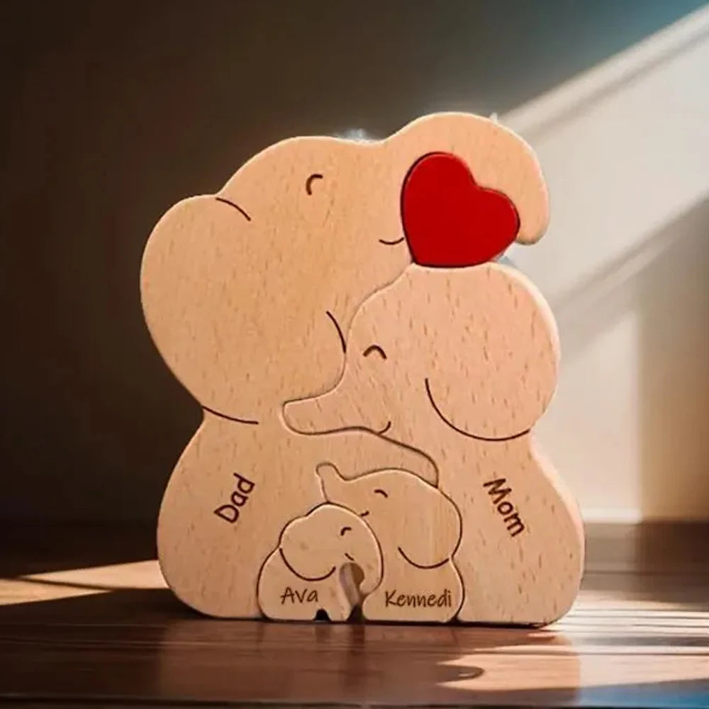 Wooden Elephant Family Puzzle