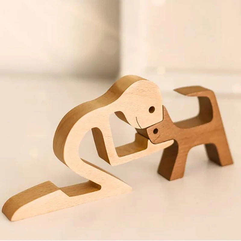 Heartfelt Wooden Pet Sculpture