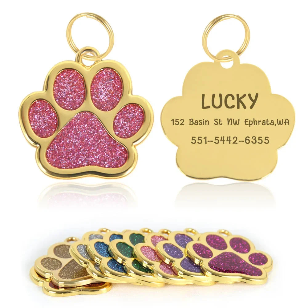 Glitter Paw Pet ID Tag