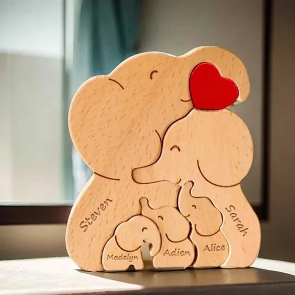 Wooden Elephant Family Puzzle
