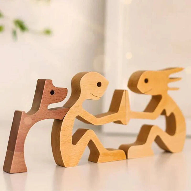 Heartfelt Wooden Pet Sculpture