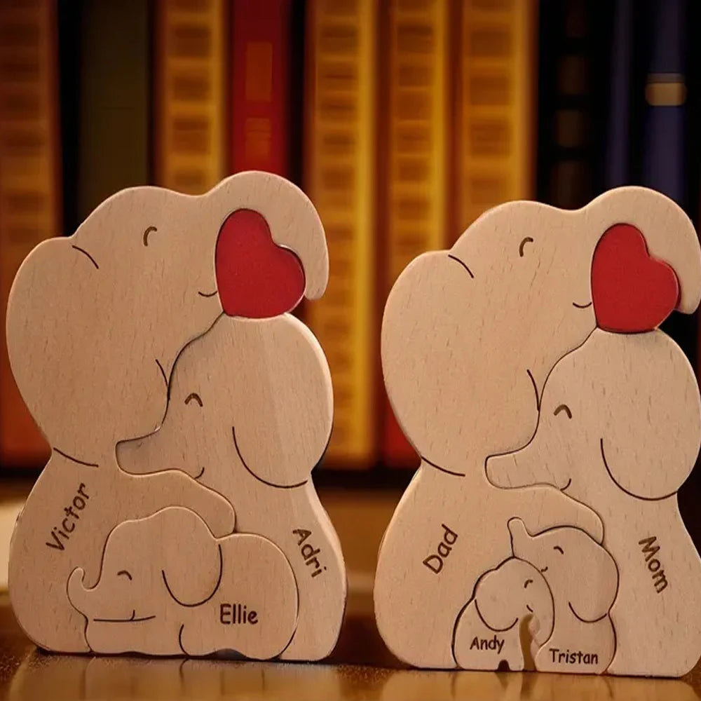 Wooden Elephant Family Puzzle