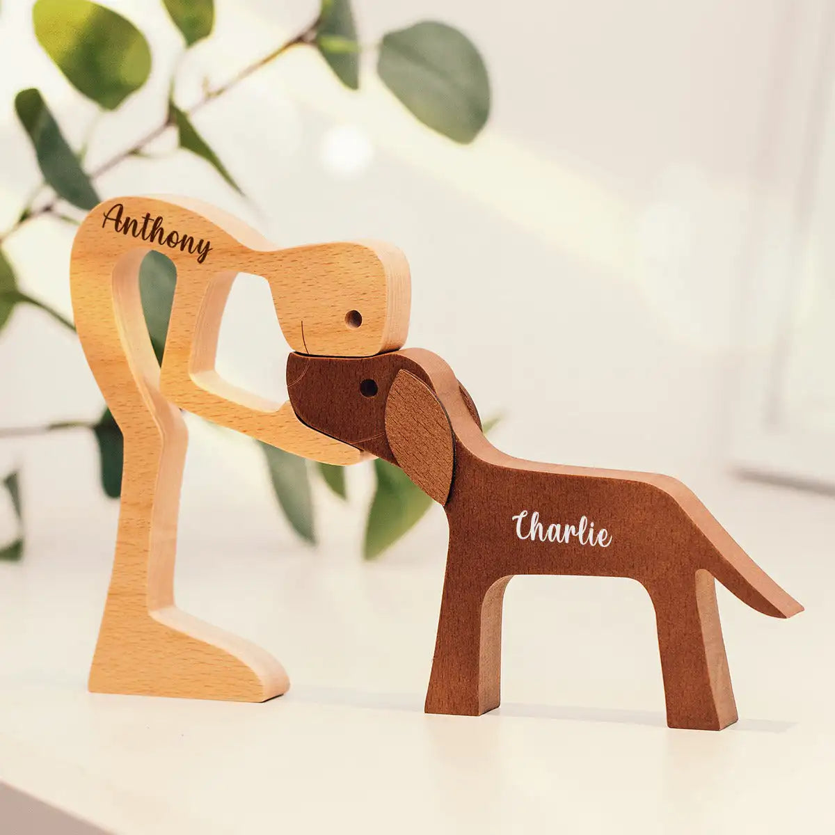 Heartfelt Wooden Pet Sculpture