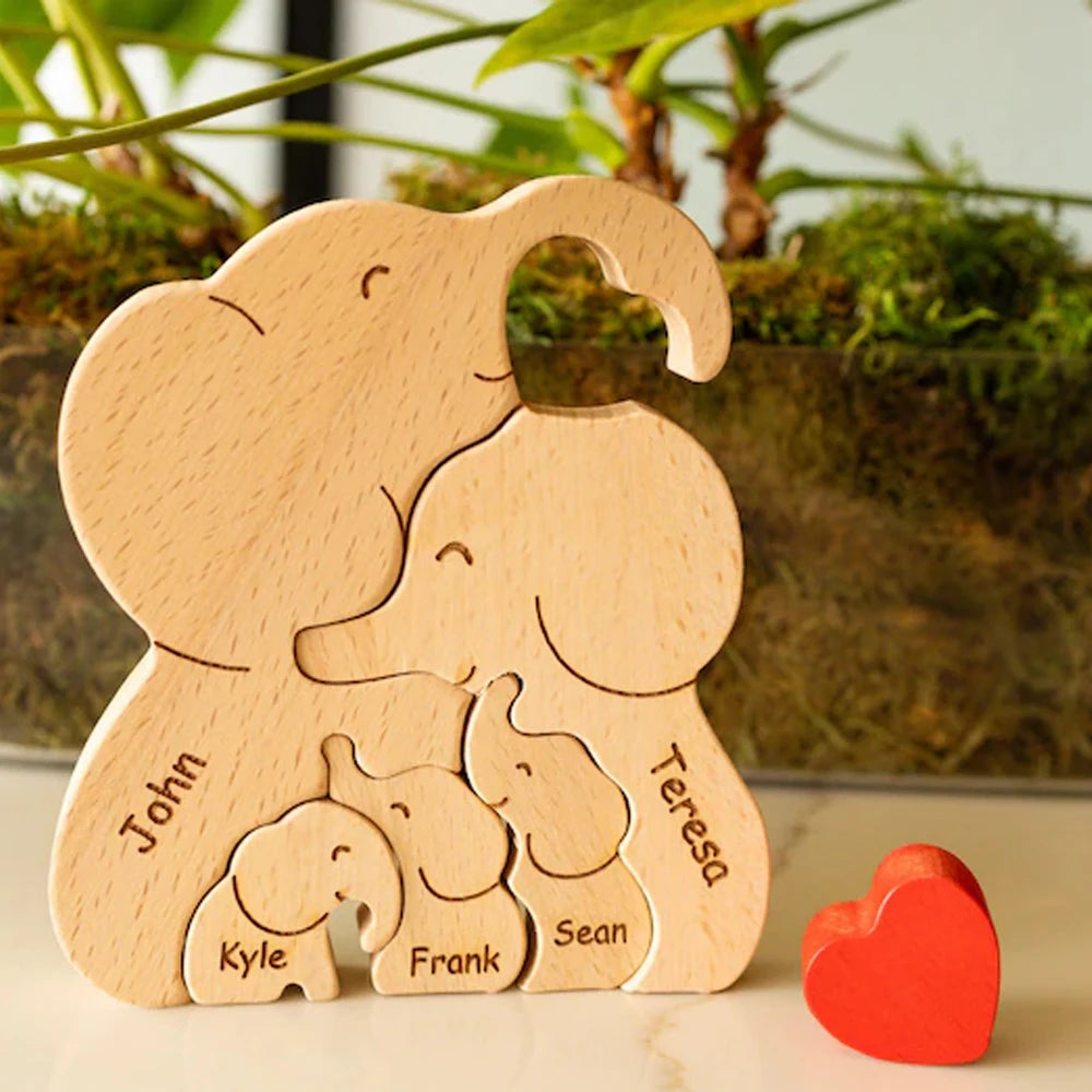 Wooden Elephant Family Puzzle